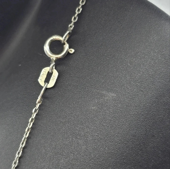 Cubic Zirconia Cluster Pendant With Sterling Silver Chain Signed SVR 925 - Picture 4 of 5